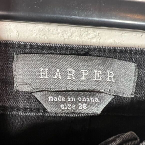 Harper Black Distress Midi Embellished Ankle Skinny Jeans Women's Size 28 Fringe - Picture 6 of 9